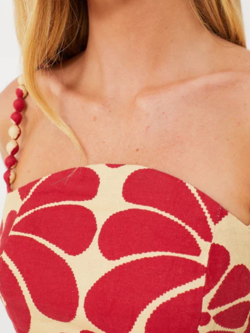 Farm Rio Palermo Red Linen Midi Dress Size Small Sleeveless Open Back Strappy - Picture 5 of 16